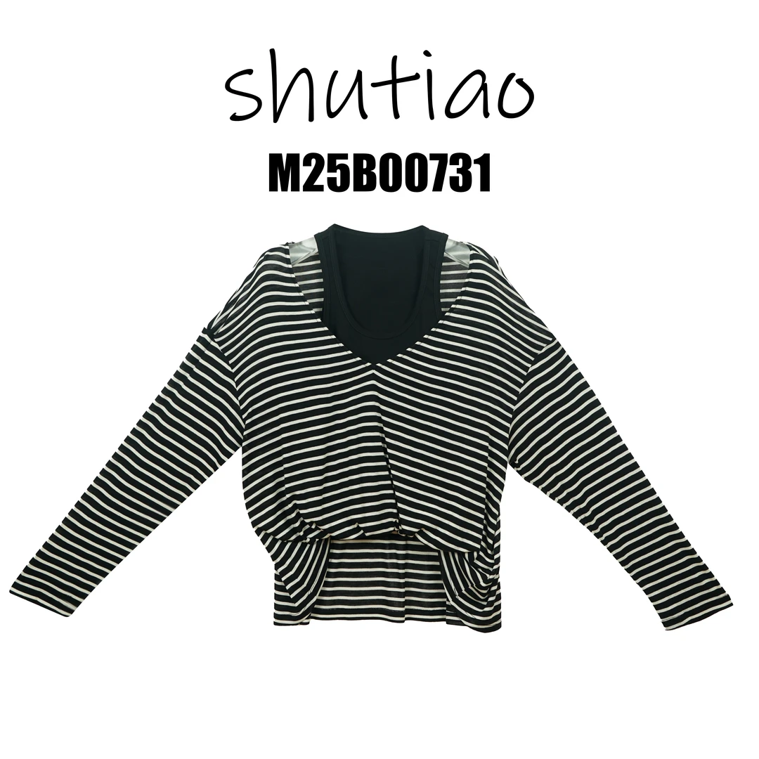【SHUTIAO】2025夏季：新款小众设计款假两件M25B00731