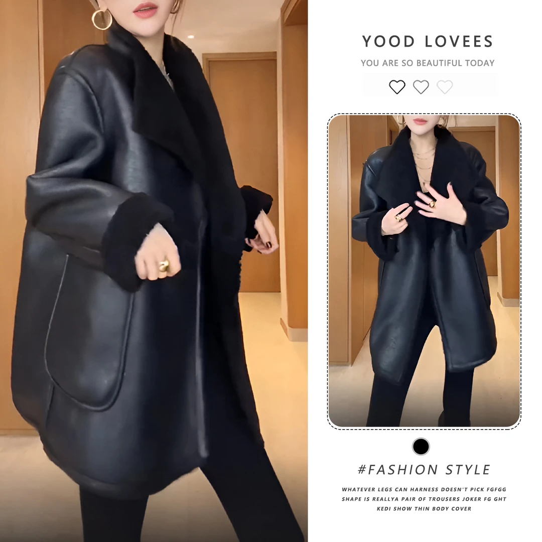 设计感洋气优雅加厚毛毛外套女2025冬季新款慵懒保暖皮毛一体上衣