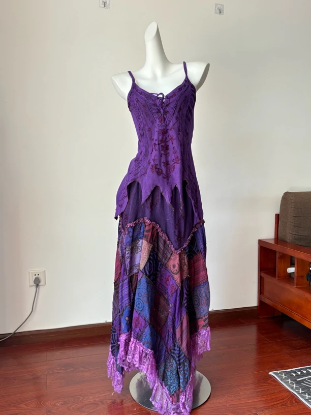 尼泊尔精灵老头紫色精灵套装-海外植物染色，不退换