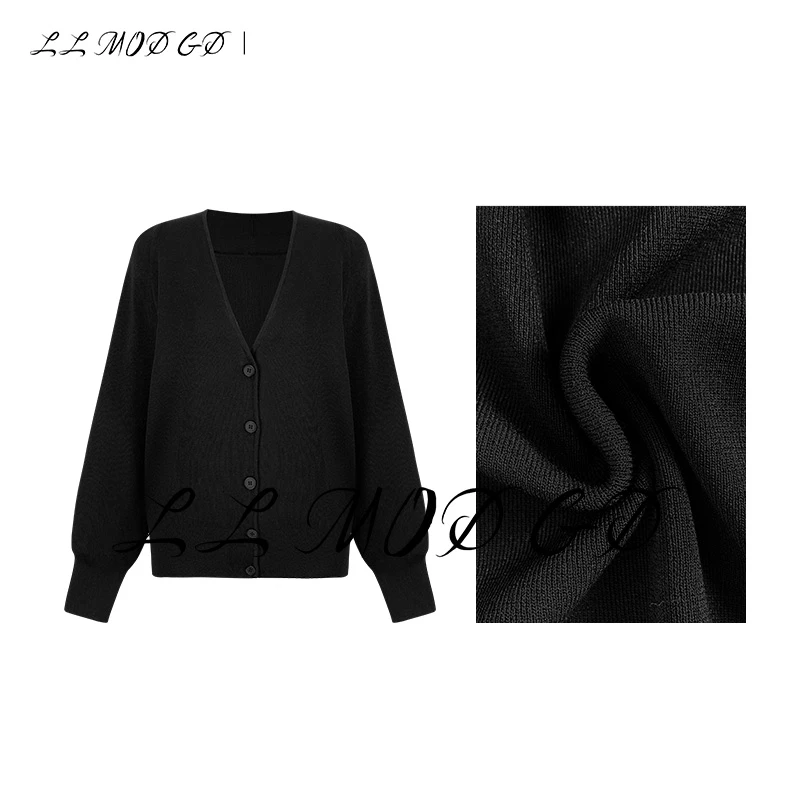 LL MOD GD | 新款小众设计V领显瘦长袖收腰针织衫 YL-250227