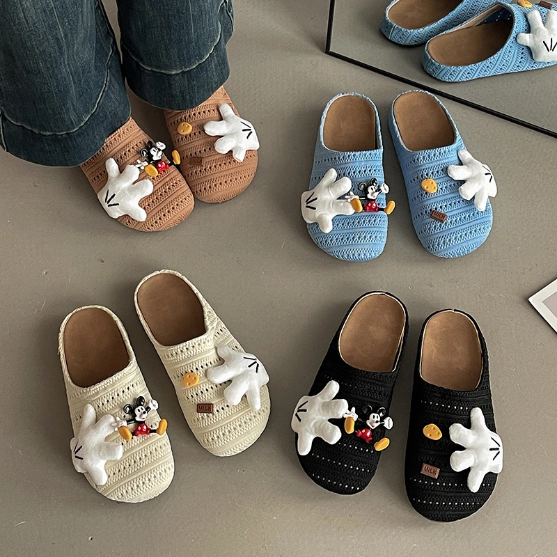 可爱休闲动漫卡通老鼠包头拖2025夏季新款时尚百搭透气外穿凉拖鞋