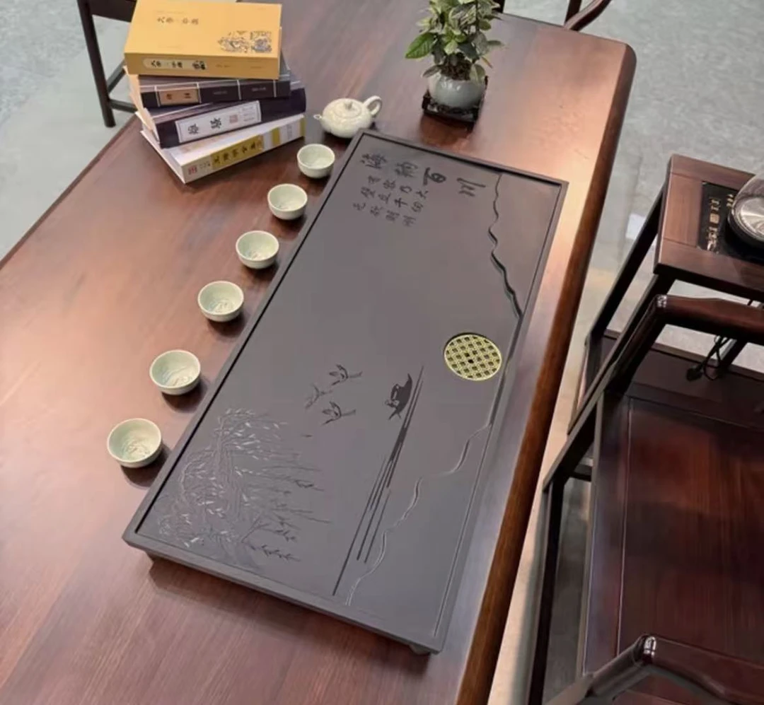 乌金石阳台一体办公简约雕刻托盘干湿分离两用直排下水托盘画架