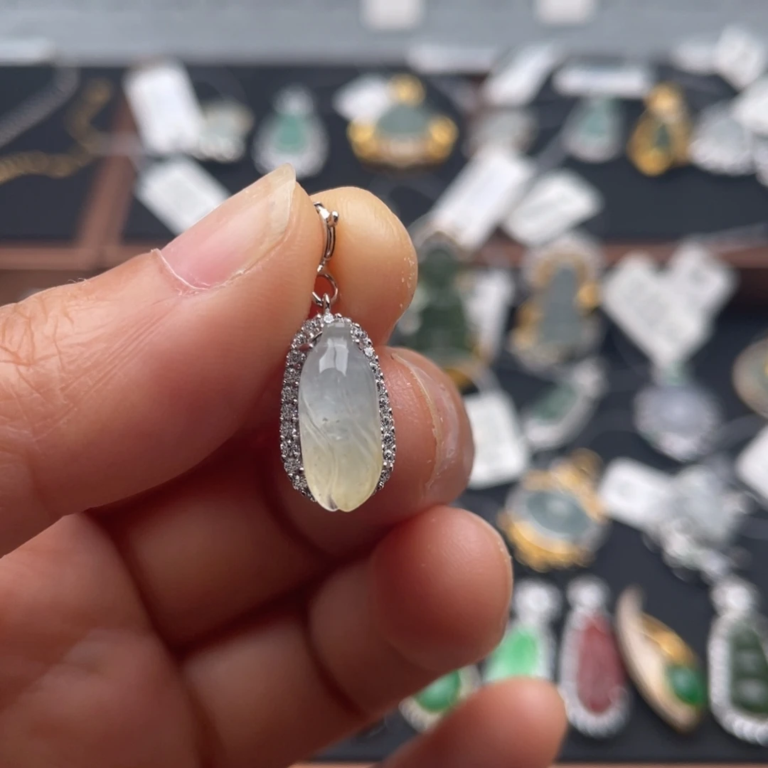 翡翠银S925镶嵌吊坠(不含链)