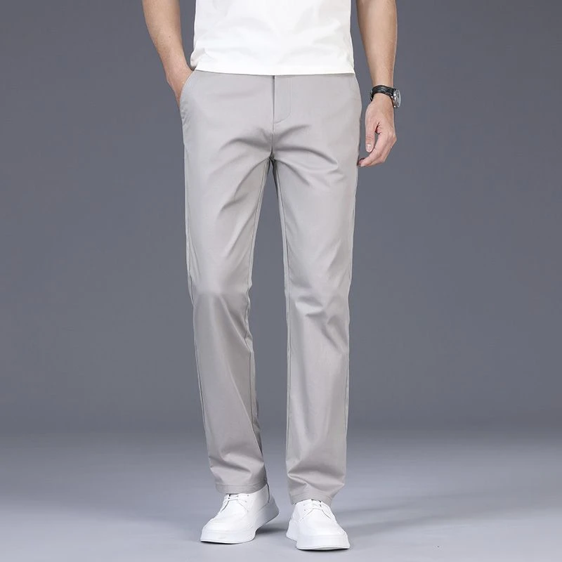 蒙奇欧夏季薄款宽松棉弹百搭大码透气商务休闲裤长裤免烫直筒型