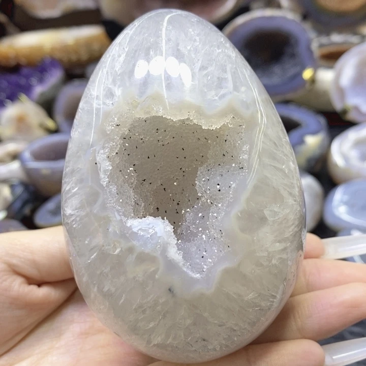 未镶嵌珠宝半成品水晶白啵啵龙蛋