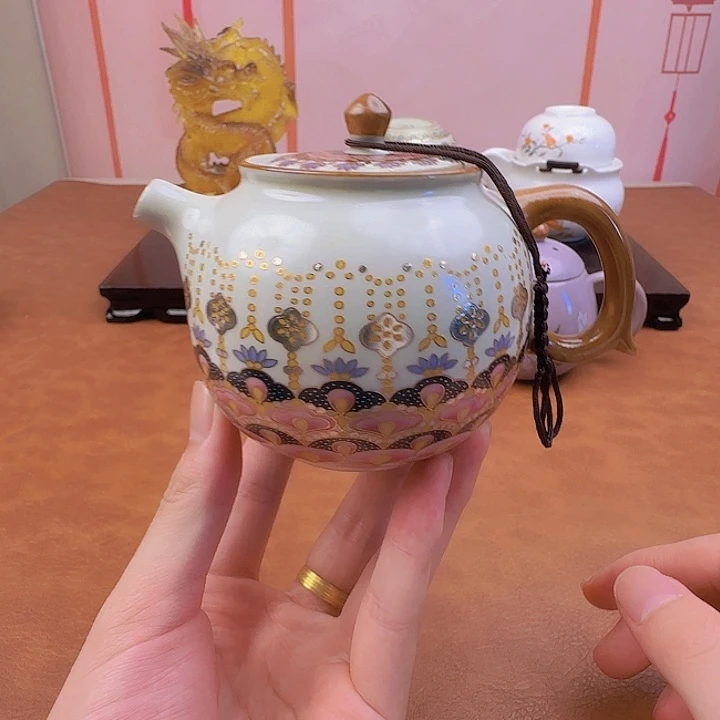 颜瓷茶器直播链接宝相花法郎茶壶