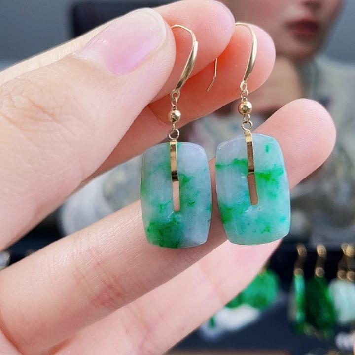 翡翠耳饰18K金镶嵌饰品