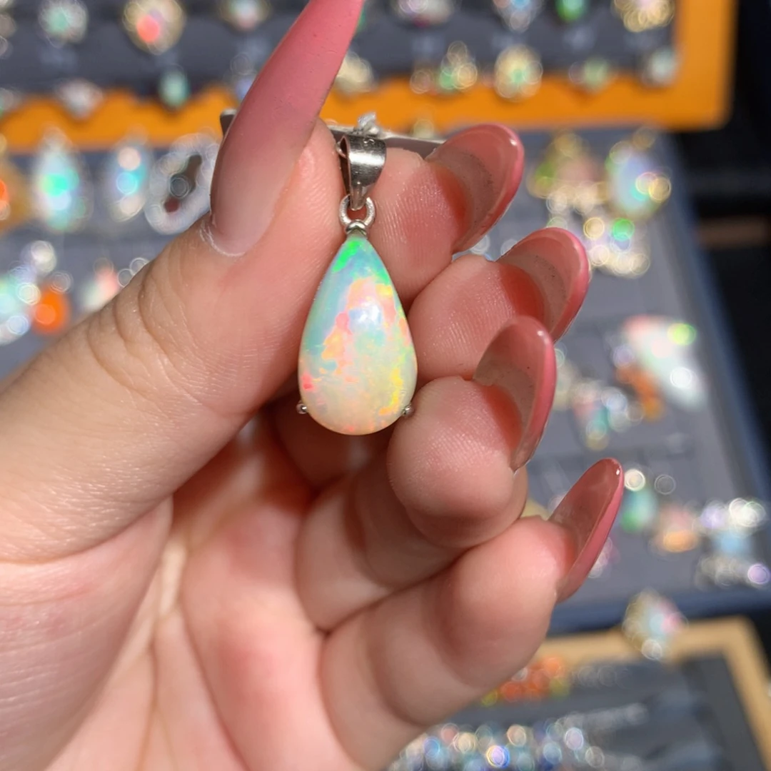 银S925镶嵌欧泊欧泊吊坠l