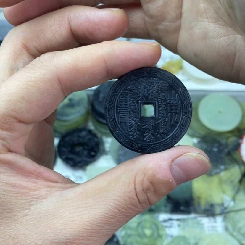 【闪购商品】岫玉颈饰未镶嵌直径3.5岫玉山鬼花钱