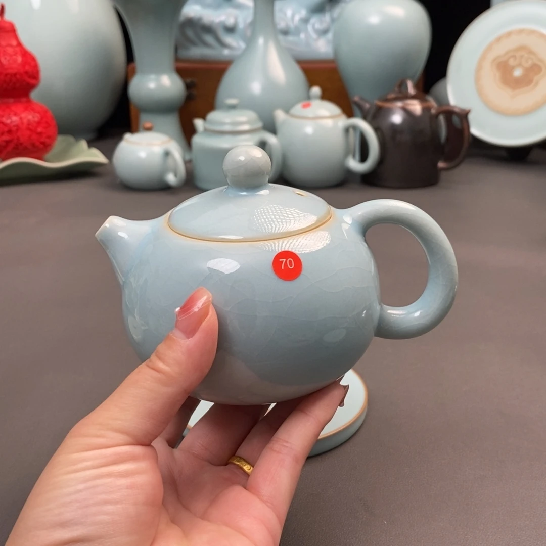 瓷片天青倒烧西施壶微微瑕简包装
