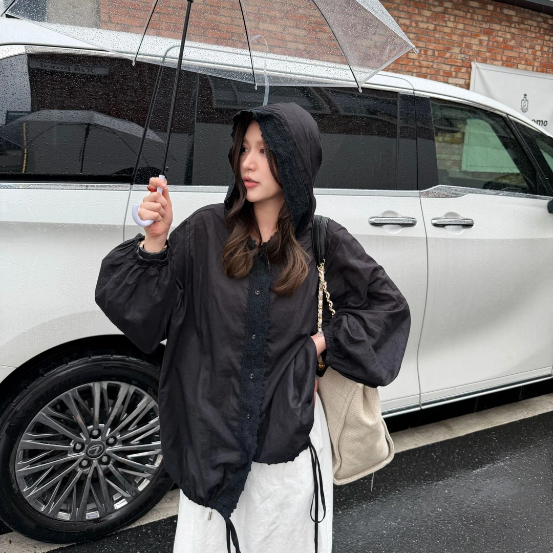 GUAGUA|亚麻+棉 夏季刺绣蕾丝花边衬衫GG-26009