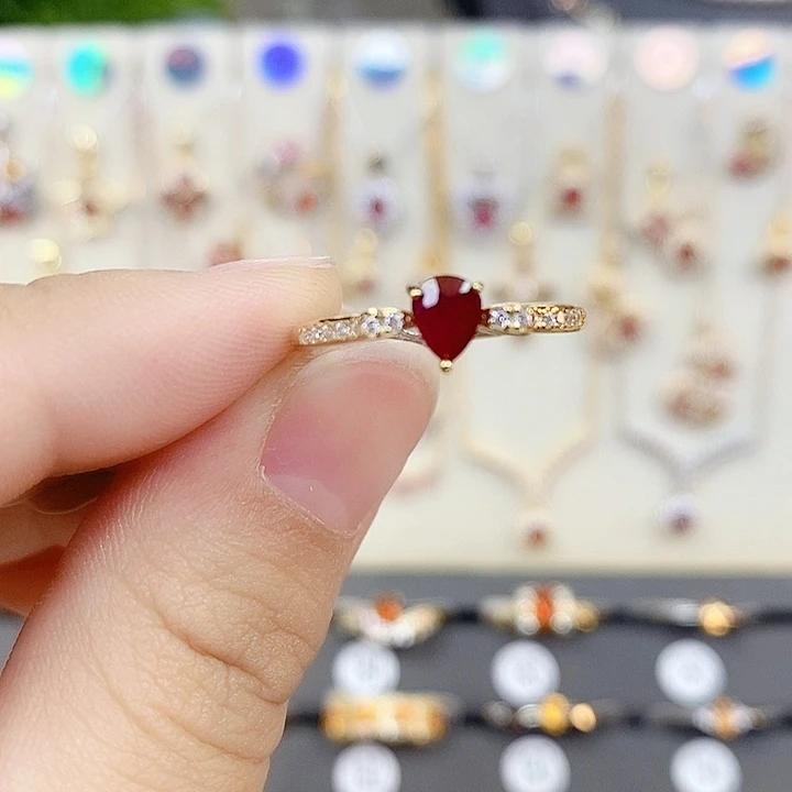 红宝石戒指银S925镶嵌