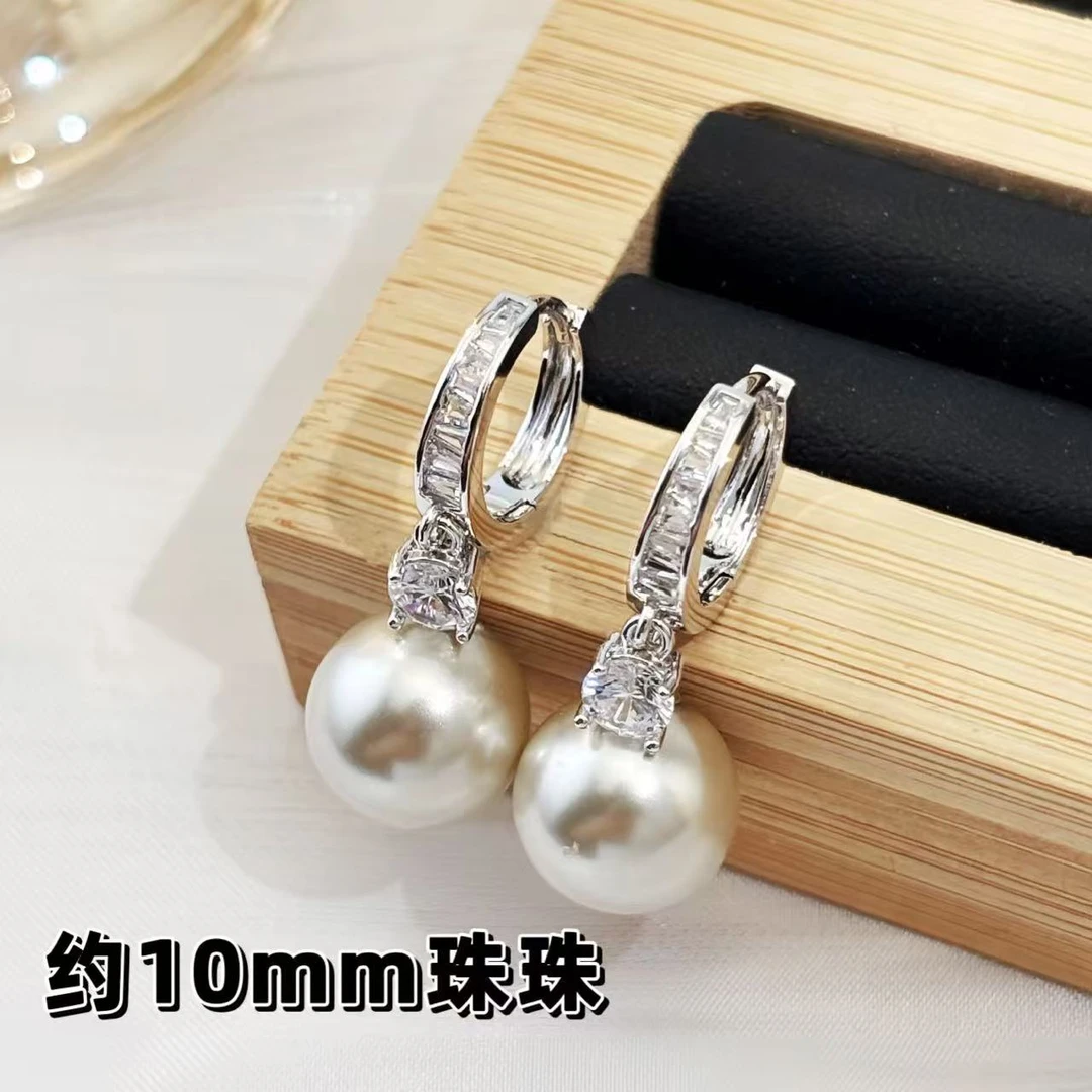 铜合金仿珍珠耳饰 c441丽银【10mm珠珠耳扣】经典通勤灵动耳环轻奢