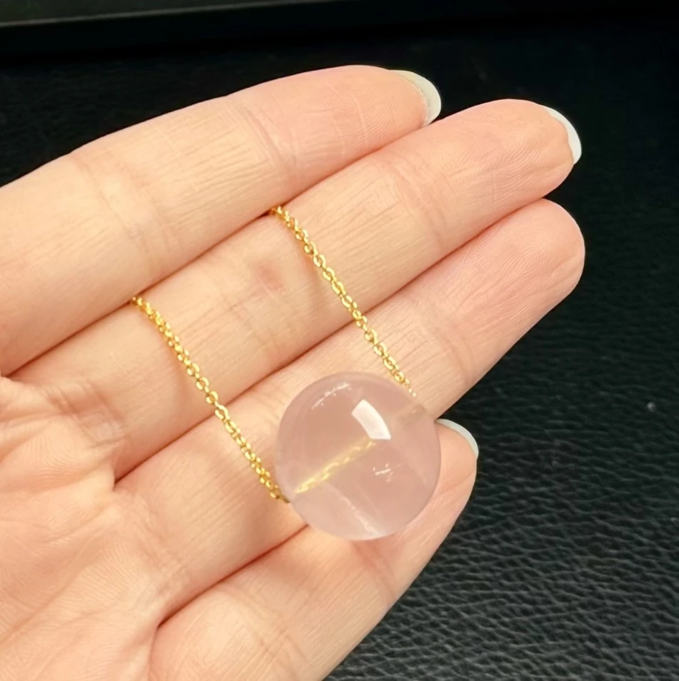 粉水晶路路通锁骨链带链子