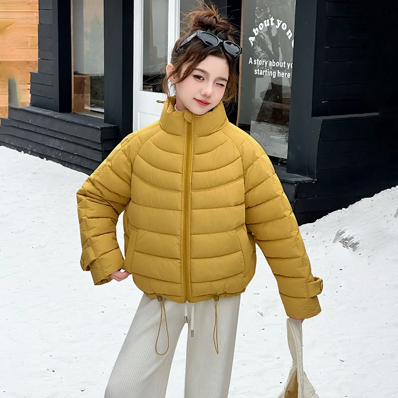 女童立领棉服外套短款加厚防水保暖2025新款中大童冬季排骨棉衣潮