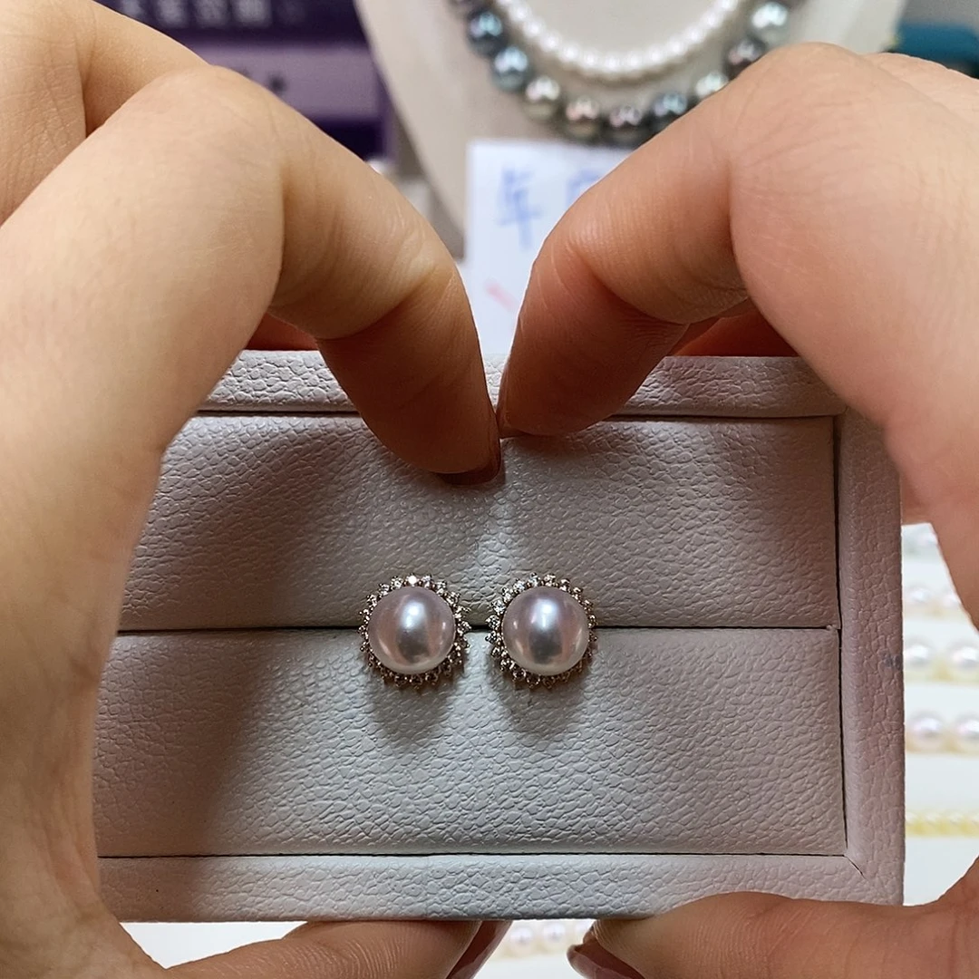 耳饰海水珍珠18K金镶嵌8.5-9m日本海水珍珠项链（天女品质）