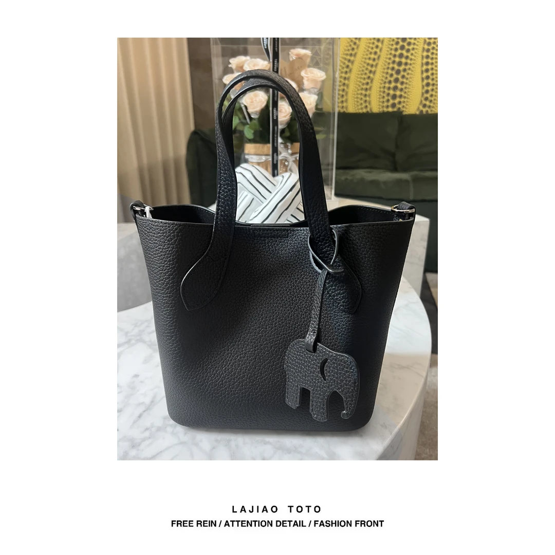 辣椒姐【小象水桶包】女设计师轻奢牛皮洋气真皮手提包#1174