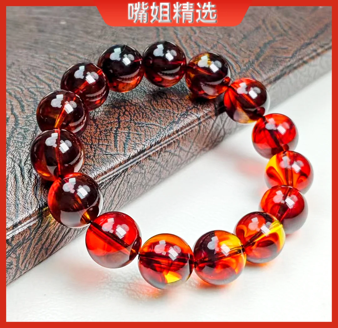 [伟]【正品保障】 满血紫杉醇精美收藏 DIY卡14mm手串血药珀飾品