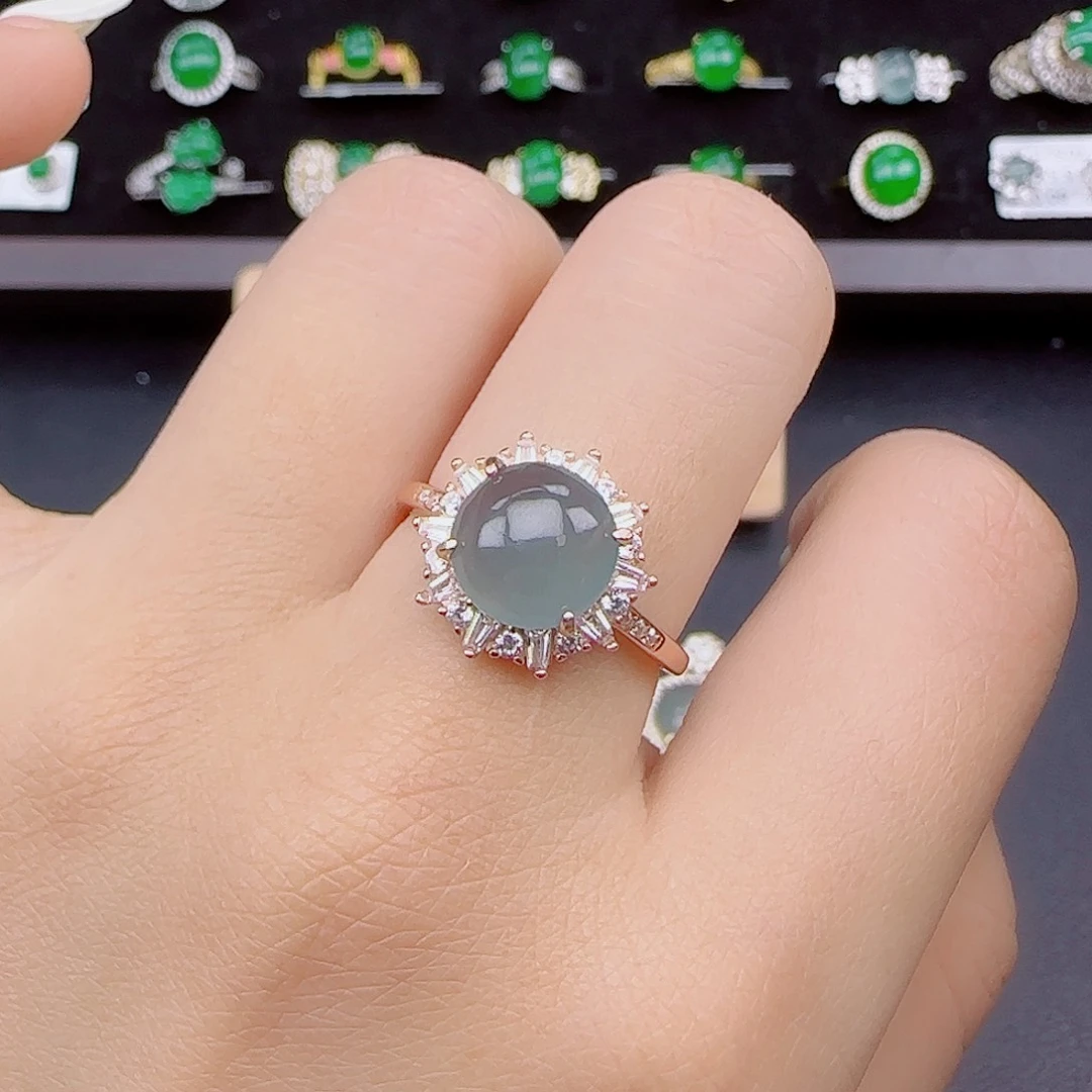 翡翠戒指银S925镶嵌1111