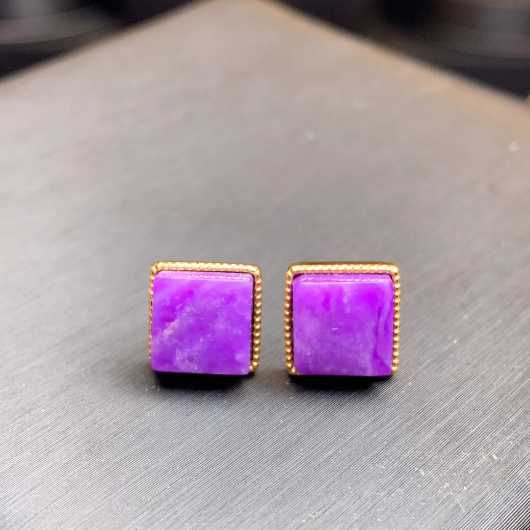 苏纪石（舒俱来）耳钉银S925镶嵌