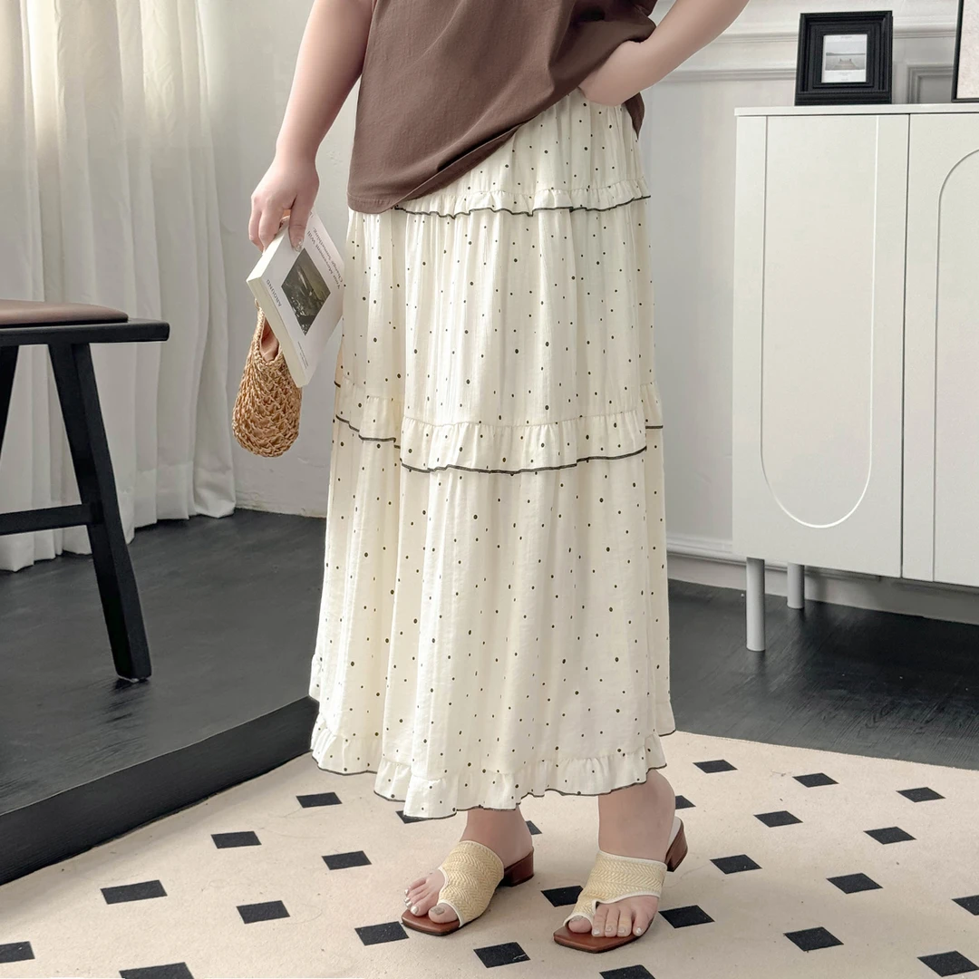 DX7572大码女装【浪漫波点蛋糕裙】2025初夏穿搭高腰宽松休闲半身裙