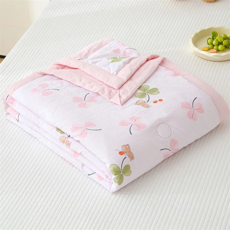 V/雅鹿【三叶草粉】A类大豆夏凉被空调被印花夏被可机洗单人宿舍