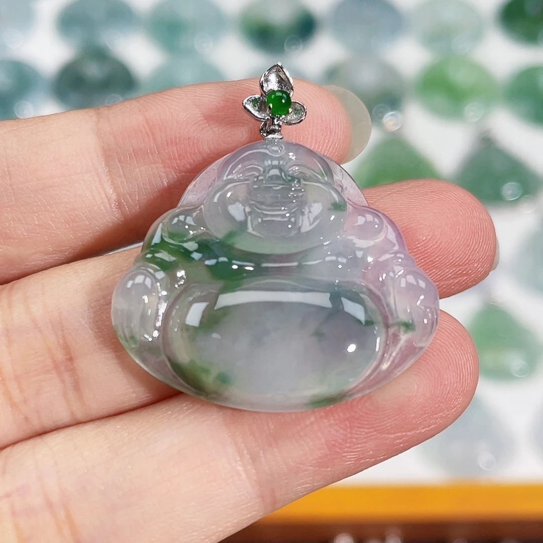 颈饰18K金镶嵌翡翠吊坠