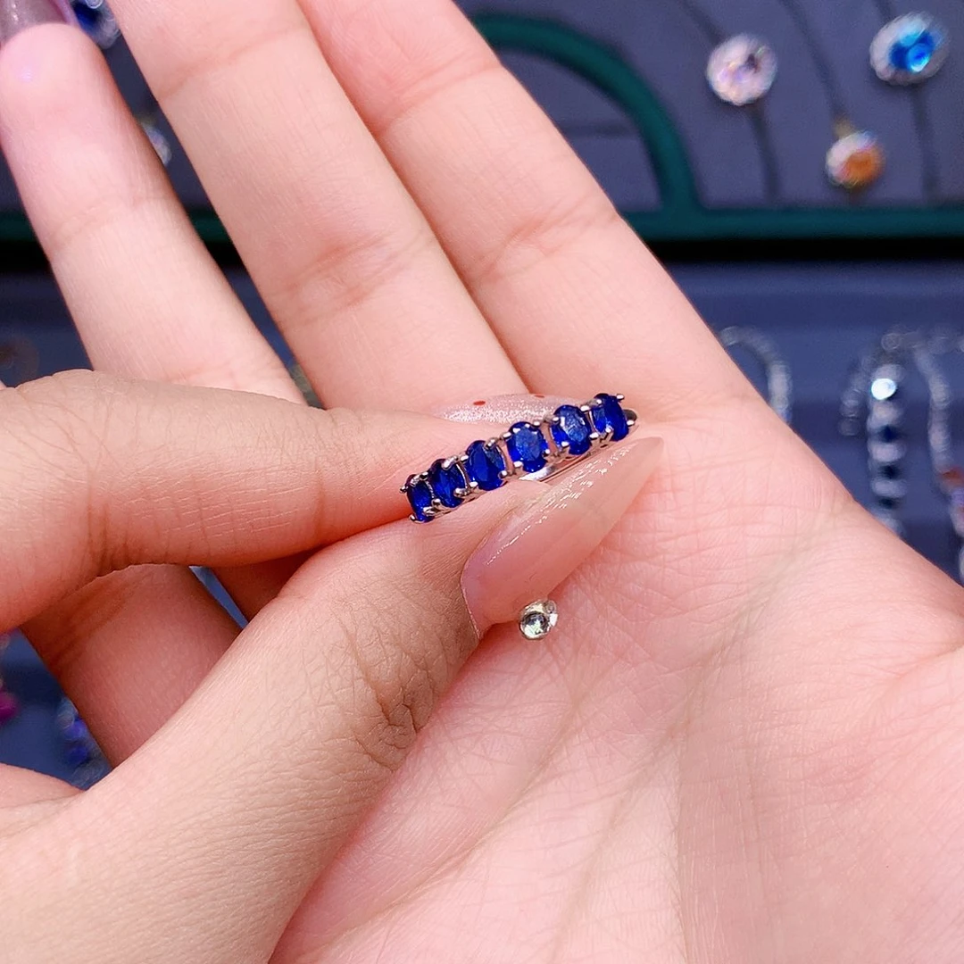 蓝宝石戒指银S925镶嵌刘*