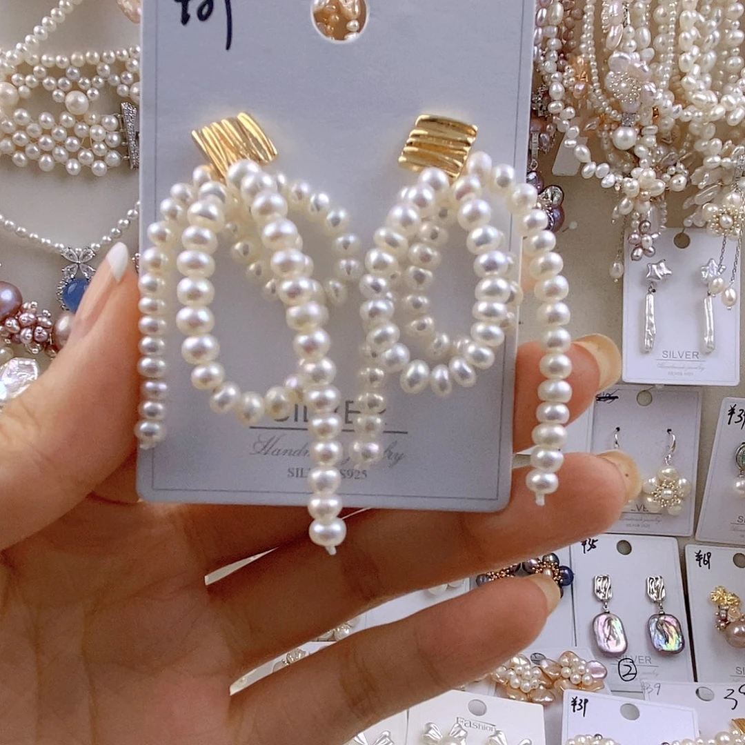 颈饰银S925镶嵌淡水珍珠风*