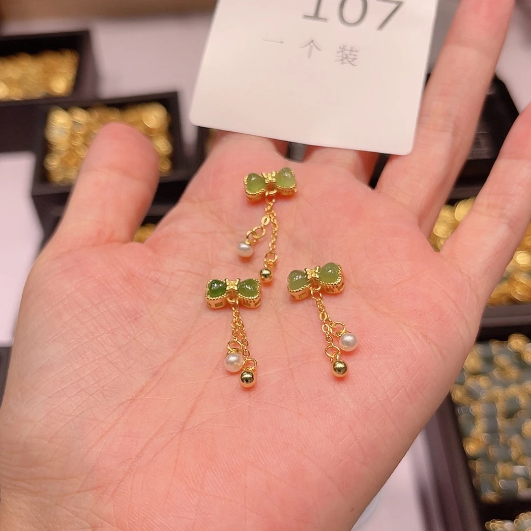 银S925镀金镶嵌珠宝半成品水晶107 。