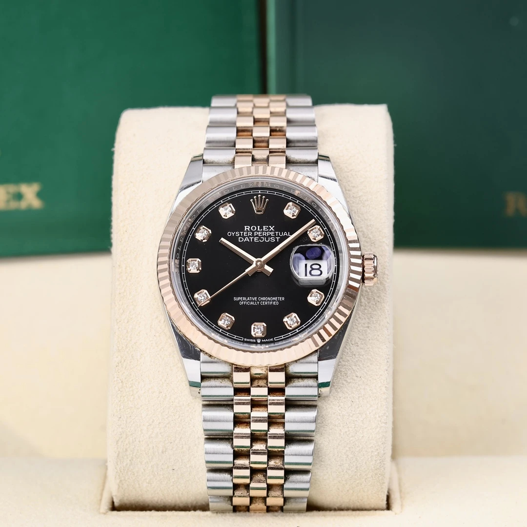 95新 Rolex/劳力士 126231 玫瑰间金 黑盘钻刻 36mm 2018年保卡