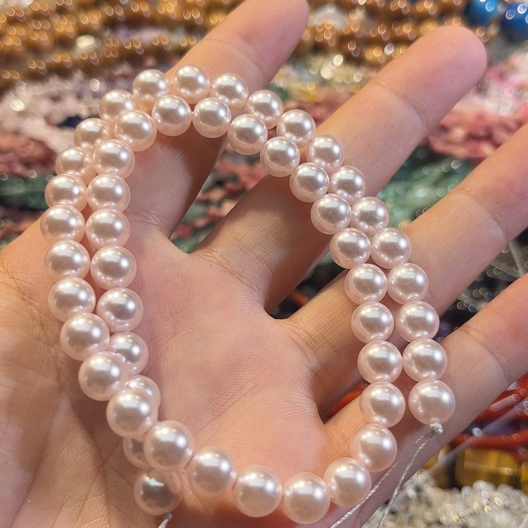 玛瑙/玉髓合金珠宝半成品贝珠一条8mm