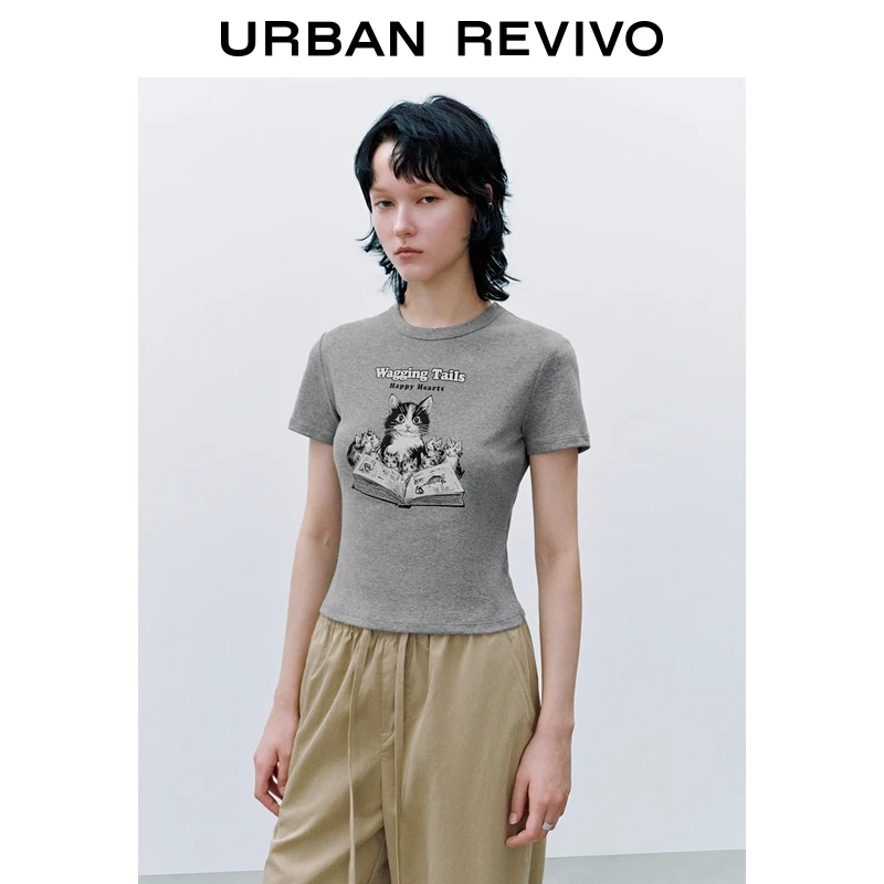 UR2025夏季新款女装时尚休闲修身撞色印花短袖T恤UYU450158