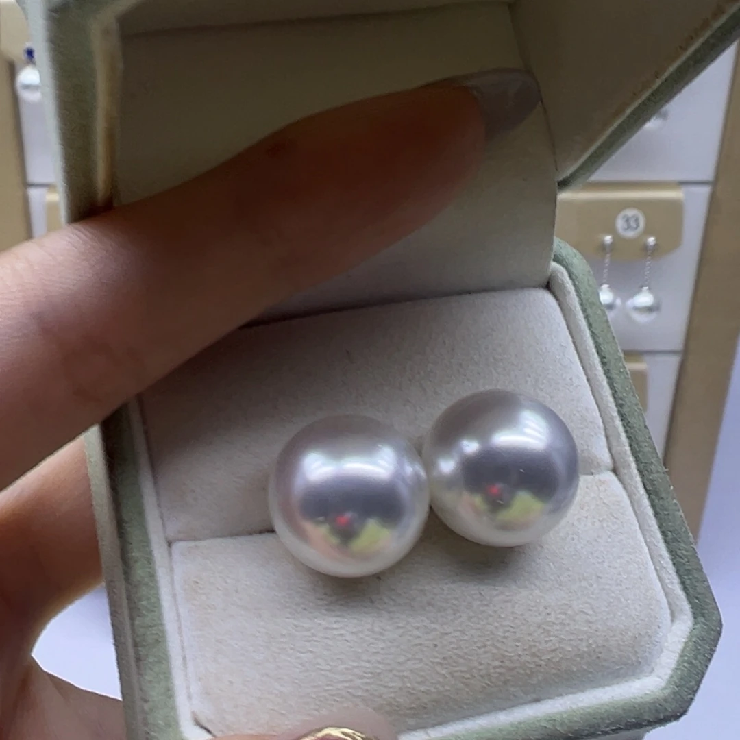 淡水珍珠银S925镶嵌耳饰