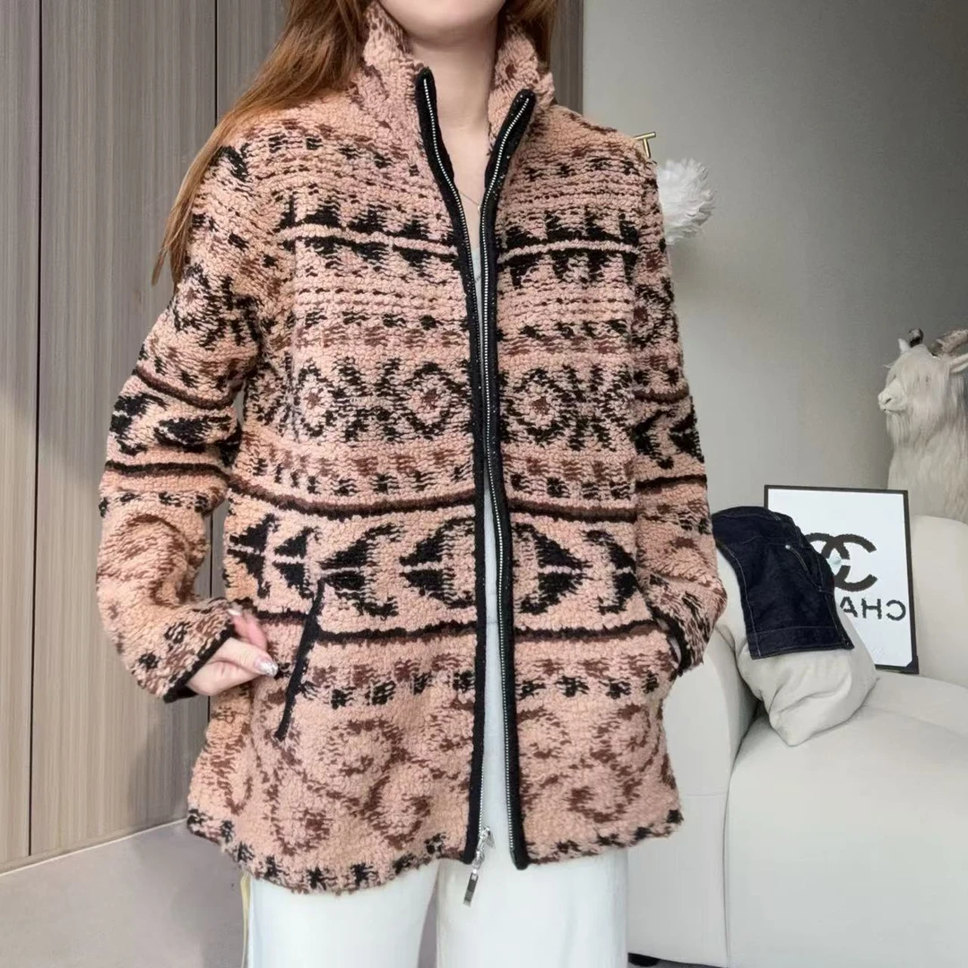 【百分百山羊绒】241674高端颗粒绒拉链卫衣款羊绒衫时尚百搭