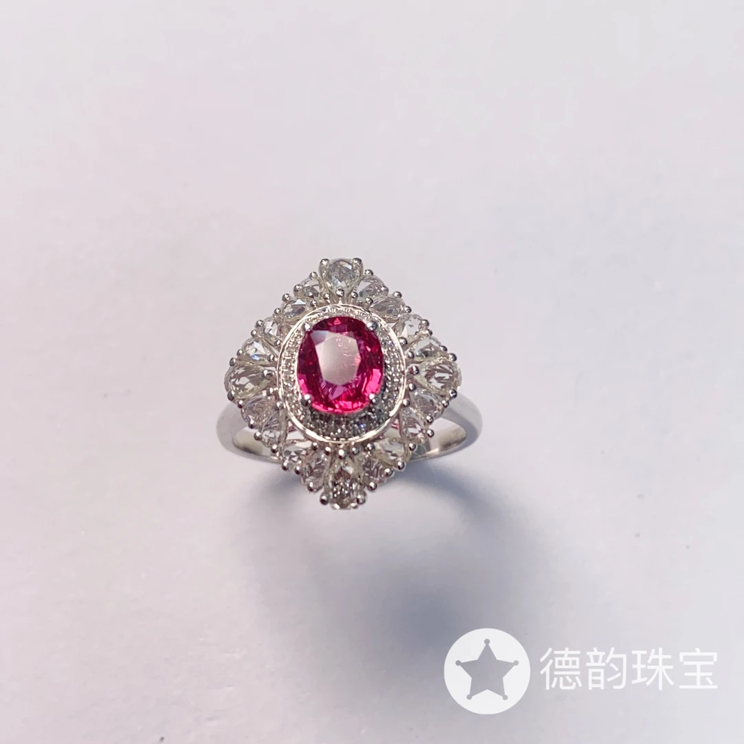 18k金镶嵌天然无烧红宝石戒指两用款