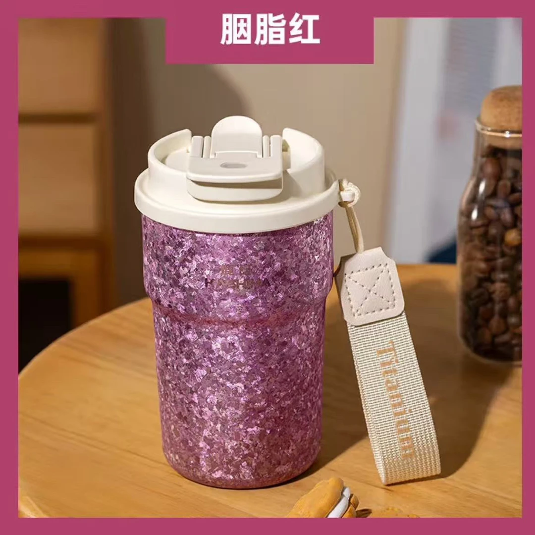 鹿岛KASHIMA纯钛咖啡杯高档女士双饮高颜值便携保温水杯车载钛杯