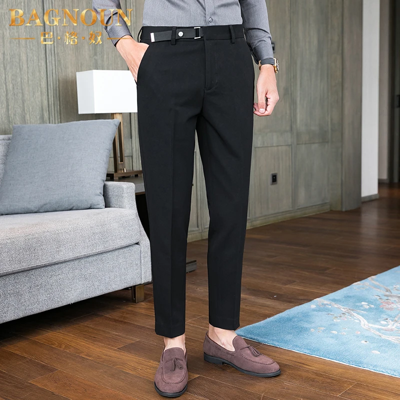 巴格奴西裤男士新款时尚轻奢休闲商务正装韩版修身垂感中年潮长裤