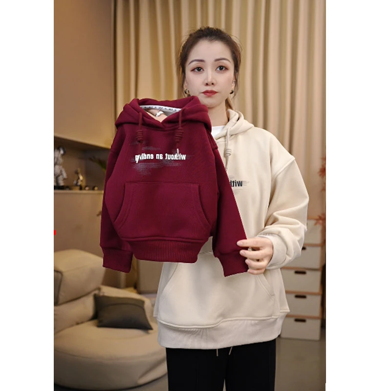 现货清版.加绒加厚秋冬新款加绒加厚儿童运动洋气时尚连帽卫衣