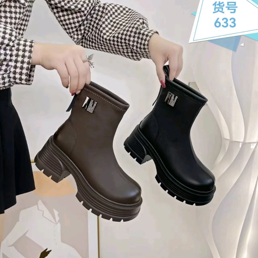 时装靴复古靴子秋季中筒短靴633时尚冬季厚底烟筒靴