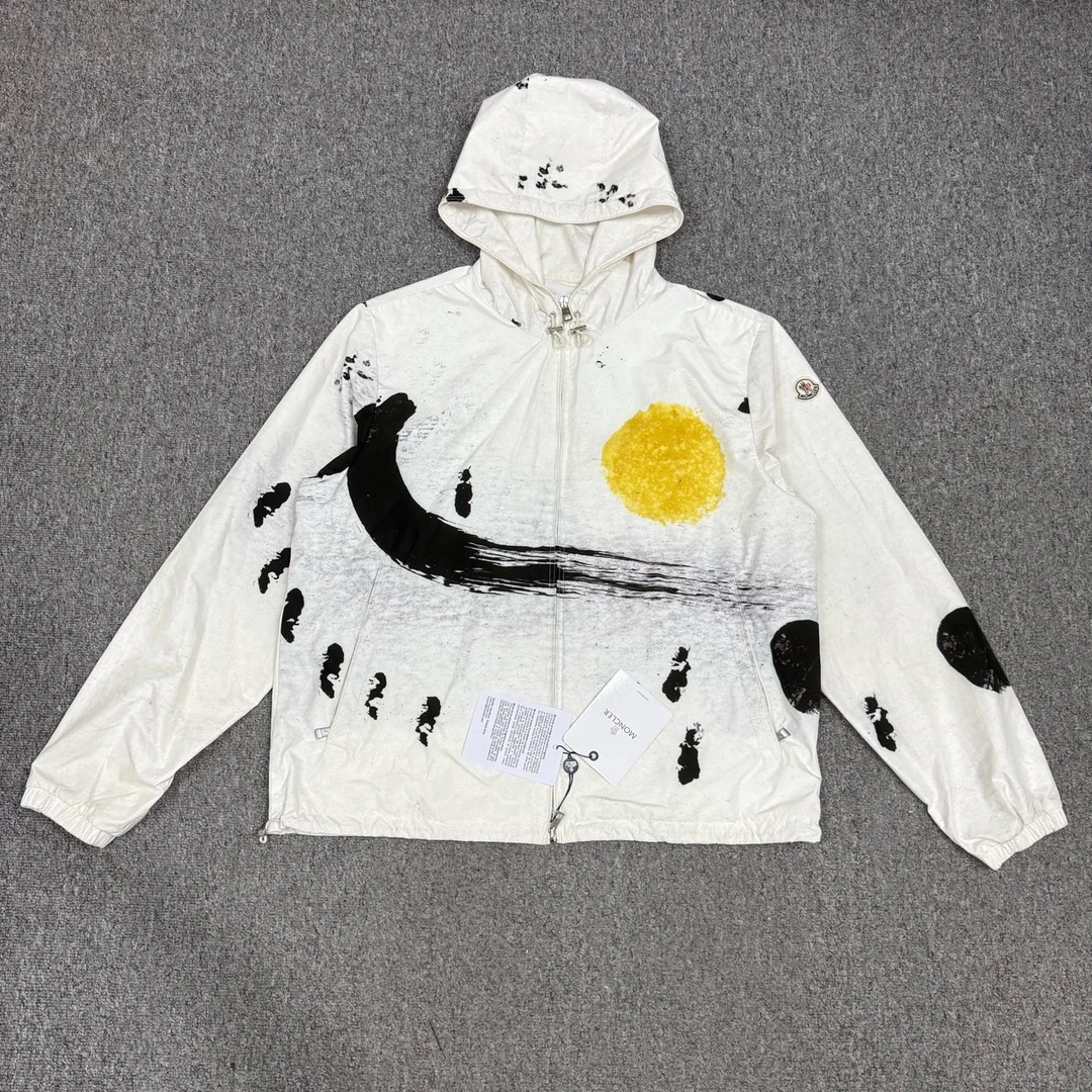 未使用 MONCLER 13326695 艺术泼墨拉链连帽冲锋衣外套 未使用3码