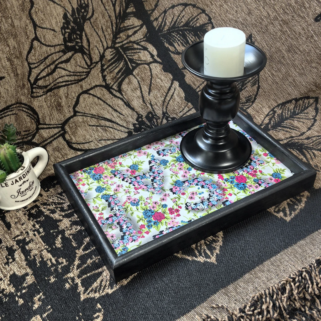 黑色框七彩碎花托盘