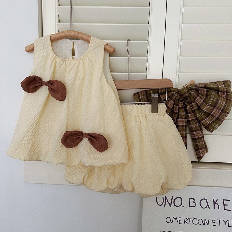 【高定轻奢】女童套装2025新款夏装薄款衣服洋气背心短裤两件套-004