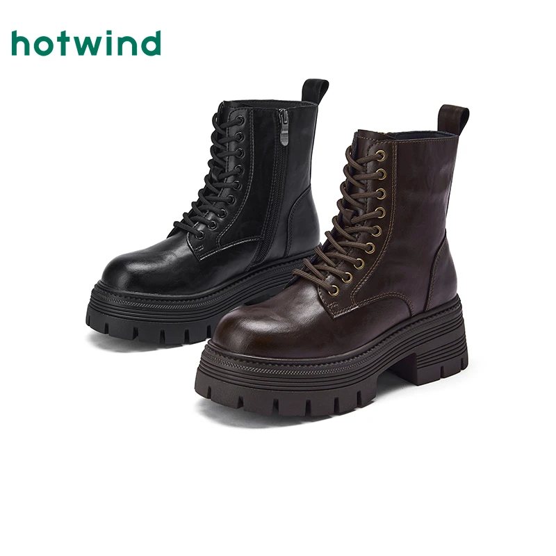 热风商场女鞋靴子马丁靴秋冬保暖【年终大促】新款H81W25410