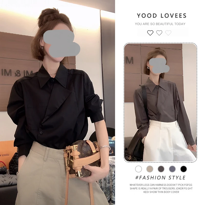 时尚套装女2025春秋新款休闲慵懒高级感简约长袖衬衫阔腿裤两件套