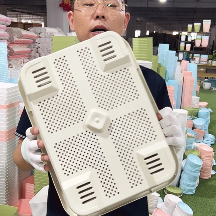 宽体小菜盆长38宽28高14.5米色带托3只