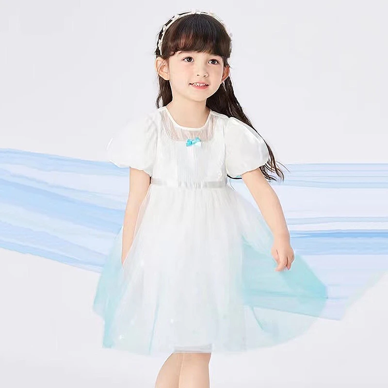 商场同款女童连衣裙宝宝白雪公主裙纱裙洋气女孩夏季新款裙泡泡袖