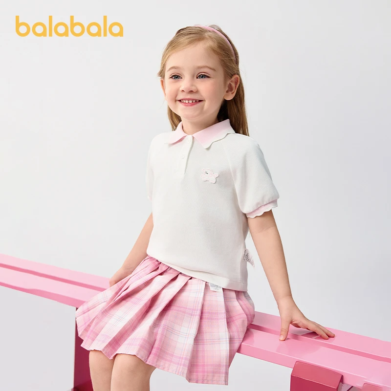 巴拉巴拉童装女童短袖T恤儿童宝宝上衣2025新款夏装甜美POLO衫潮