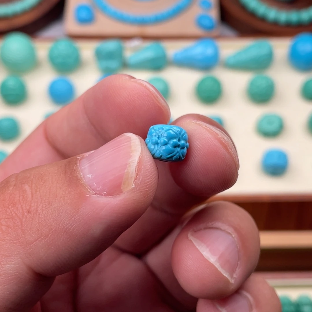 直径9蓝色并蒂莲花珠