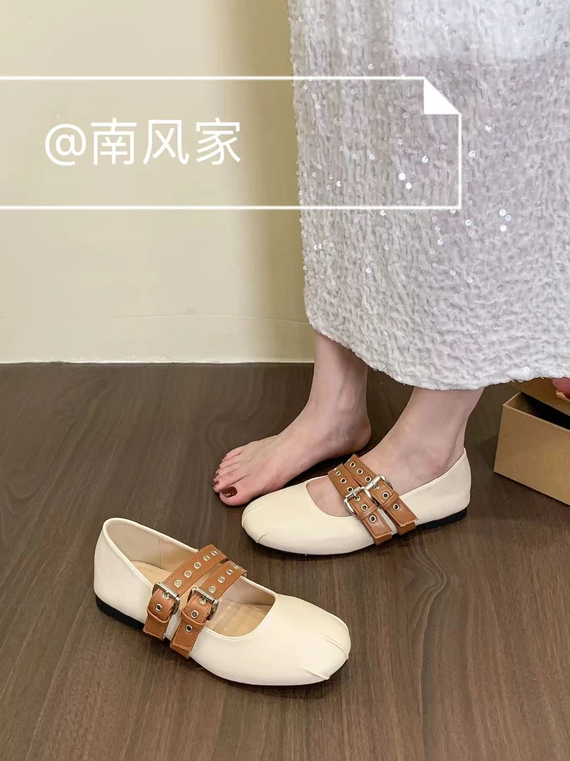 复古平底鞋皮带扣玛丽珍鞋女鞋早秋季2025新款百搭单鞋温柔晚晚鞋